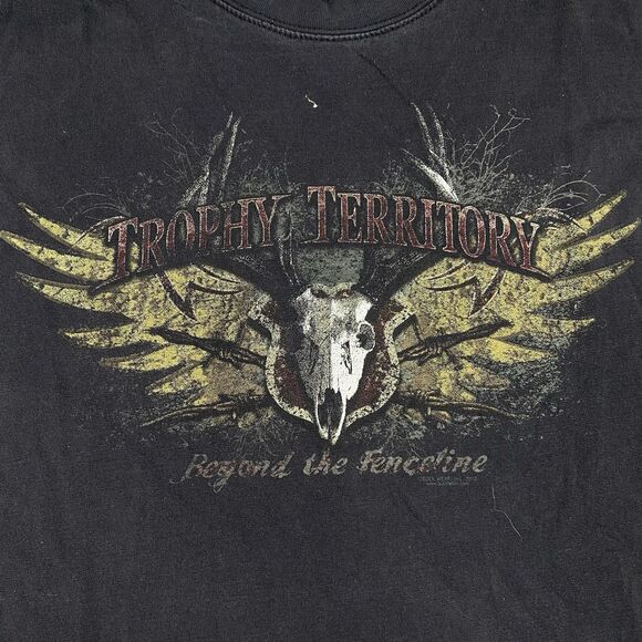 Buck Wear T Shirt Throphy Territory Beyond Fencetine Hunting Camo Size Large - Picture 3 of 6